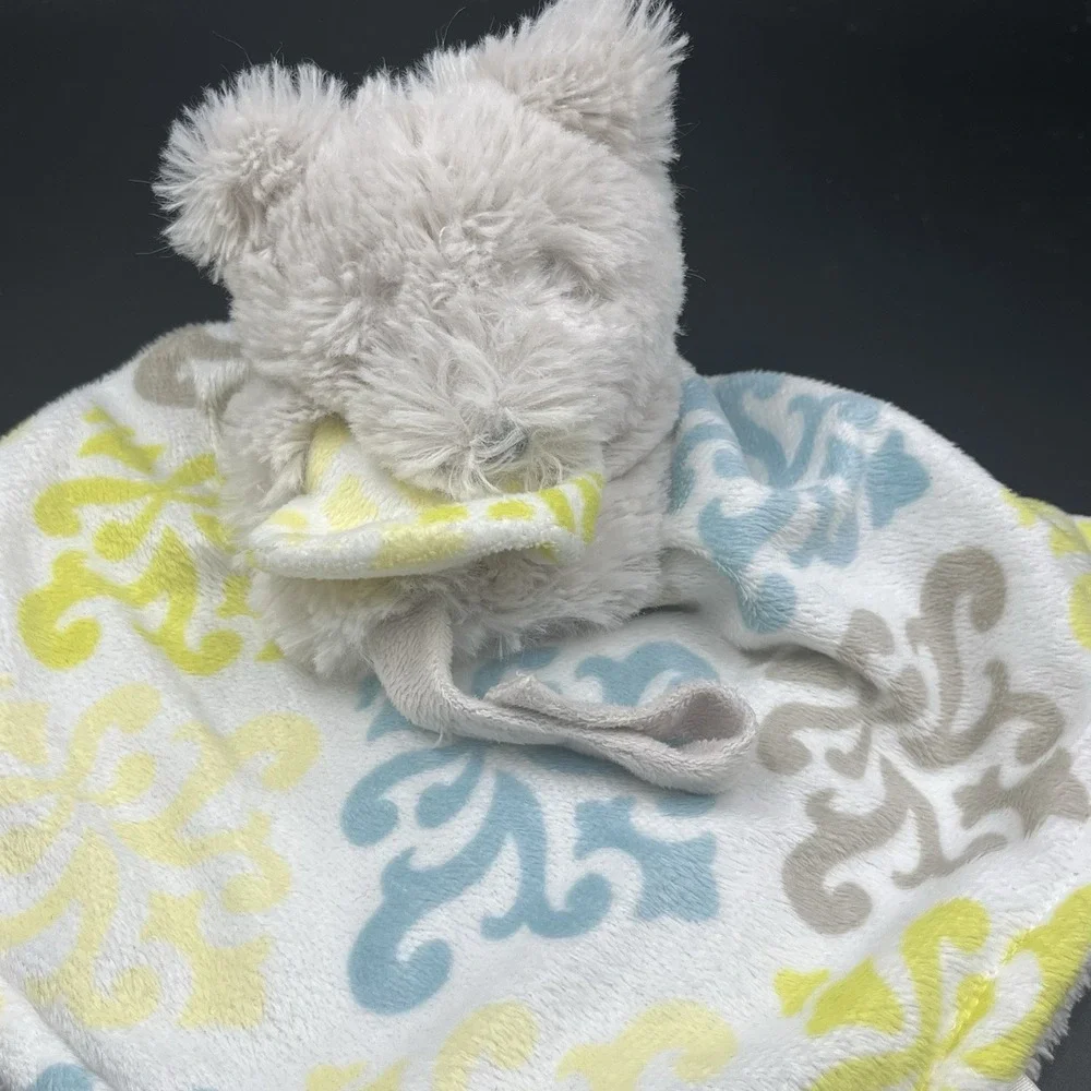 Blankets & Beyond‎ Gray Bear Yellow Teal Security Blanket Lovey Baby Replacement